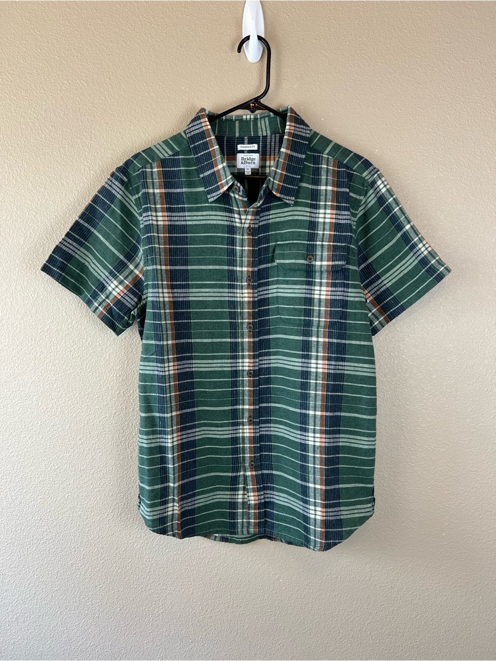 bridge & burn green navy plaid marten shirt